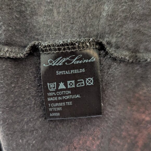 Allsaints Vintage 7 Curses Tee Gray Black Skulls Tribal Graphic Grunge Witchy 6 - Picture 11 of 12